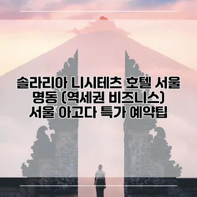 솔라리아 니시테츠 호텔 서울 명동 (역세권 비즈니스) 서울 아고다 특가 예약팁