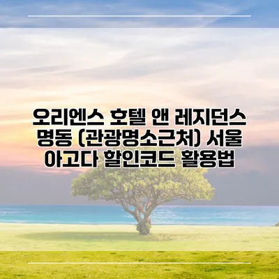 오리엔스 호텔 앤 레지던스 명동 (관광명소근처) 서울 아고다 할인코드 활용법