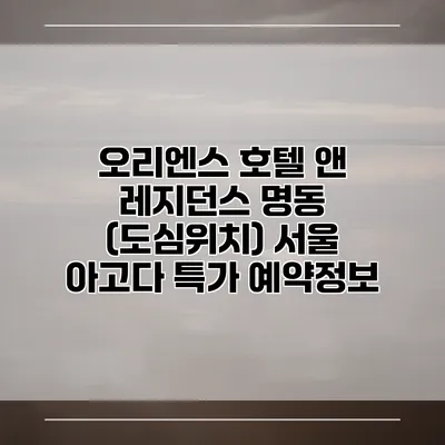 오리엔스 호텔 앤 레지던스 명동 (도심위치) 서울 아고다 특가 예약정보