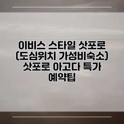 이비스 스타일 삿포로 (도심위치 가성비숙소) 삿포로 아고다 특가 예약팁