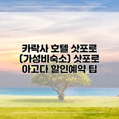 카락사 호텔 삿포로 (가성비숙소) 삿포로 아고다 할인예약 팁