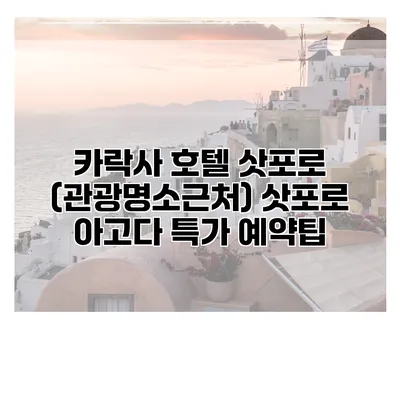 카락사 호텔 삿포로 (관광명소근처) 삿포로 아고다 특가 예약팁