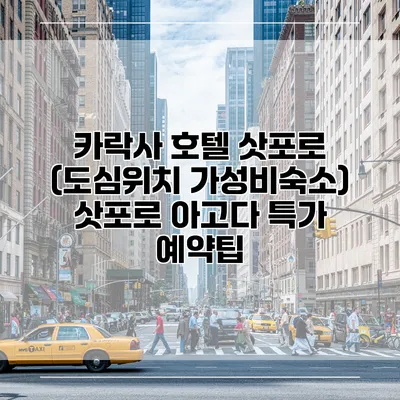 카락사 호텔 삿포로 (도심위치 가성비숙소) 삿포로 아고다 특가 예약팁