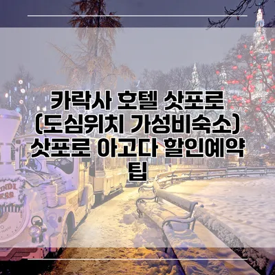 카락사 호텔 삿포로 (도심위치 가성비숙소) 삿포로 아고다 할인예약 팁