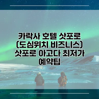 카락사 호텔 삿포로 (도심위치 비즈니스) 삿포로 아고다 최저가 예약팁