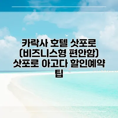 카락사 호텔 삿포로 (비즈니스형 편안함) 삿포로 아고다 할인예약 팁