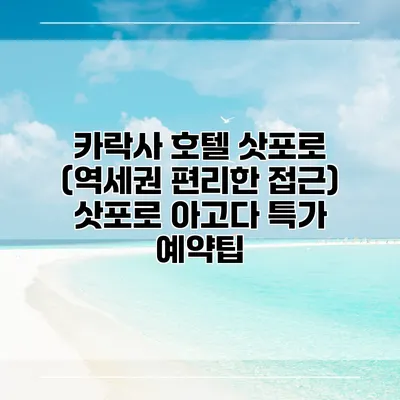 카락사 호텔 삿포로 (역세권 편리한 접근) 삿포로 아고다 특가 예약팁
