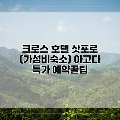 크로스 호텔 삿포로 (가성비숙소) 아고다 특가 예약꿀팁