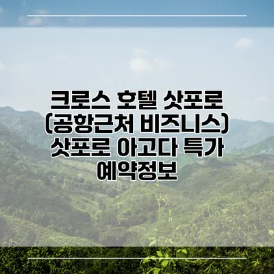 크로스 호텔 삿포로 (공항근처 비즈니스) 삿포로 아고다 특가 예약정보