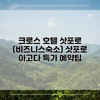 크로스 호텔 삿포로 (비즈니스숙소) 삿포로 아고다 특가 예약팁
