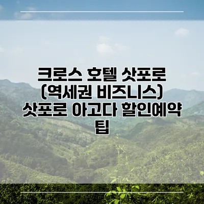 크로스 호텔 삿포로 (역세권 비즈니스) 삿포로 아고다 할인예약 팁