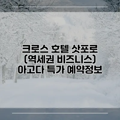 크로스 호텔 삿포로 (역세권 비즈니스) 아고다 특가 예약정보