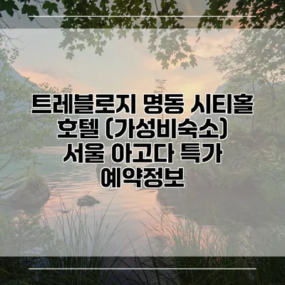 트레블로지 명동 시티홀 호텔 (가성비숙소) 서울 아고다 특가 예약정보