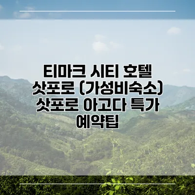 티마크 시티 호텔 삿포로 (가성비숙소) 삿포로 아고다 특가 예약팁
