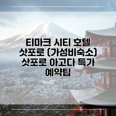 티마크 시티 호텔 삿포로 (가성비숙소) 삿포로 아고다 특가 예약팁