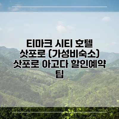 티마크 시티 호텔 삿포로 (가성비숙소) 삿포로 아고다 할인예약 팁