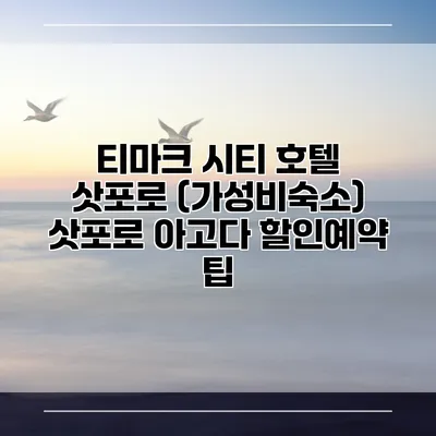티마크 시티 호텔 삿포로 (가성비숙소) 삿포로 아고다 할인예약 팁