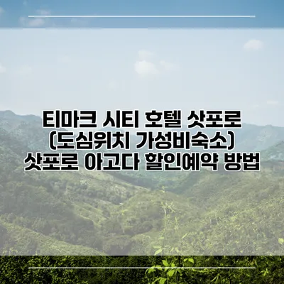 티마크 시티 호텔 삿포로 (도심위치 가성비숙소) 삿포로 아고다 할인예약 방법