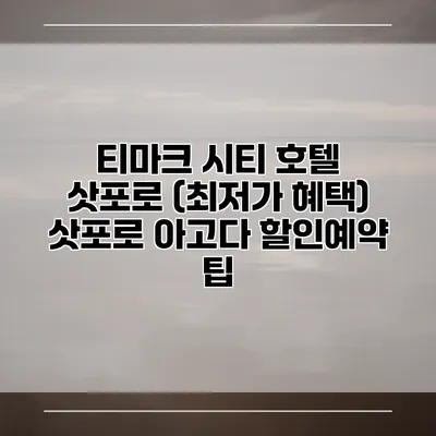 티마크 시티 호텔 삿포로 (최저가 혜택) 삿포로 아고다 할인예약 팁