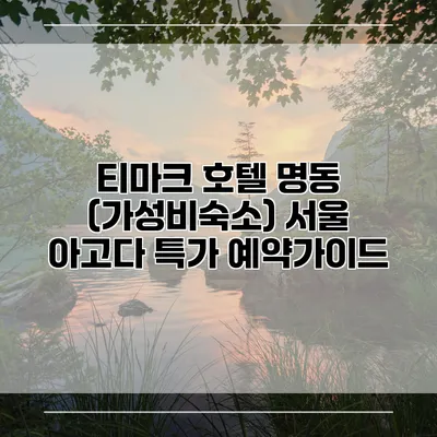 티마크 호텔 명동 (가성비숙소) 서울 아고다 특가 예약가이드