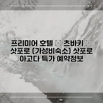 프리미어 호텔 – 츠바키 – 삿포로 (가성비숙소) 삿포로 아고다 특가 예약정보