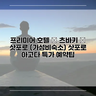 프리미어 호텔 – 츠바키 – 삿포로 (가성비숙소) 삿포로 아고다 특가 예약팁