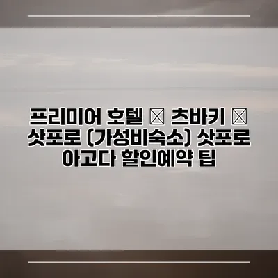 프리미어 호텔 – 츠바키 – 삿포로 (가성비숙소) 삿포로 아고다 할인예약 팁