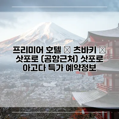 프리미어 호텔 – 츠바키 – 삿포로 (공항근처) 삿포로 아고다 특가 예약정보