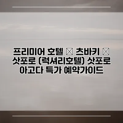 프리미어 호텔 – 츠바키 – 삿포로 (럭셔리호텔) 삿포로 아고다 특가 예약가이드