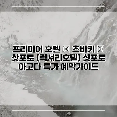 프리미어 호텔 – 츠바키 – 삿포로 (럭셔리호텔) 삿포로 아고다 특가 예약가이드