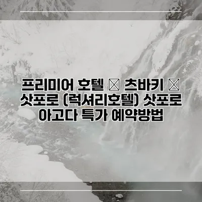 프리미어 호텔 – 츠바키 – 삿포로 (럭셔리호텔) 삿포로 아고다 특가 예약방법