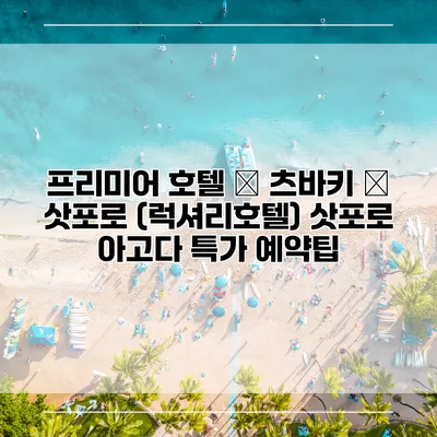 프리미어 호텔 – 츠바키 – 삿포로 (럭셔리호텔) 삿포로 아고다 특가 예약팁