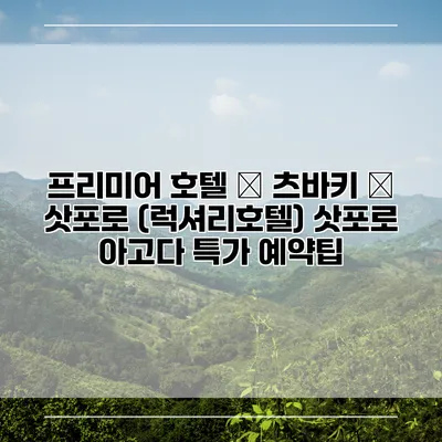 프리미어 호텔 – 츠바키 – 삿포로 (럭셔리호텔) 삿포로 아고다 특가 예약팁