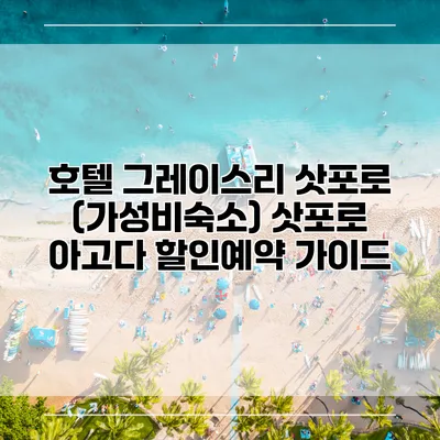 호텔 그레이스리 삿포로 (가성비숙소) 삿포로 아고다 할인예약 가이드