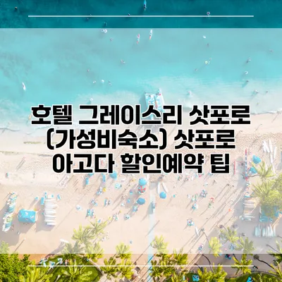 호텔 그레이스리 삿포로 (가성비숙소) 삿포로 아고다 할인예약 팁