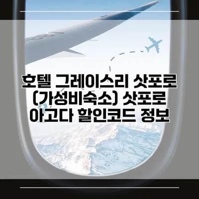 호텔 그레이스리 삿포로 (가성비숙소) 삿포로 아고다 할인코드 정보