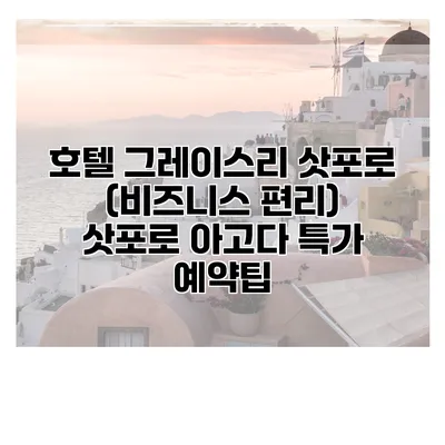 호텔 그레이스리 삿포로 (비즈니스 편리) 삿포로 아고다 특가 예약팁