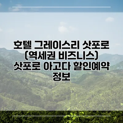 호텔 그레이스리 삿포로 (역세권 비즈니스) 삿포로 아고다 할인예약 정보