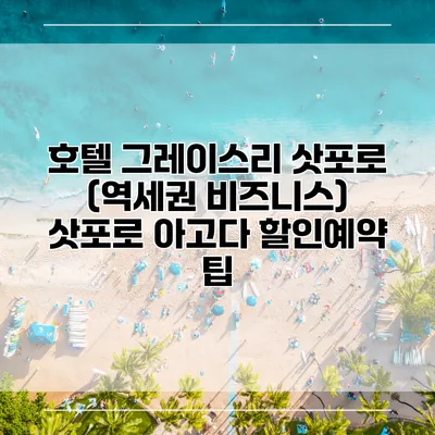 호텔 그레이스리 삿포로 (역세권 비즈니스) 삿포로 아고다 할인예약 팁