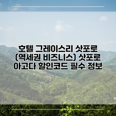 호텔 그레이스리 삿포로 (역세권 비즈니스) 삿포로 아고다 할인코드 필수 정보