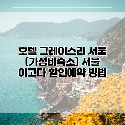 호텔 그레이스리 서울 (가성비숙소) 서울 아고다 할인예약 방법
