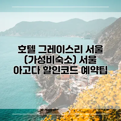 호텔 그레이스리 서울 (가성비숙소) 서울 아고다 할인코드 예약팁