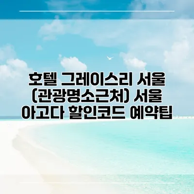 호텔 그레이스리 서울 (관광명소근처) 서울 아고다 할인코드 예약팁