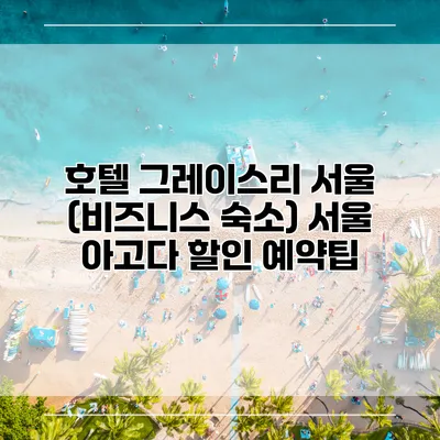 호텔 그레이스리 서울 (비즈니스 숙소) 서울 아고다 할인 예약팁