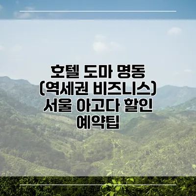 호텔 도마 명동 (역세권 비즈니스) 서울 아고다 할인 예약팁