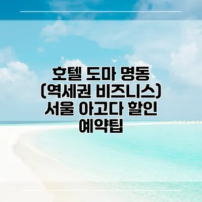 호텔 도마 명동 (역세권 비즈니스) 서울 아고다 할인 예약팁