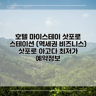 호텔 마이스테이 삿포로 스테이션 (역세권 비즈니스) 삿포로 아고다 최저가 예약정보
