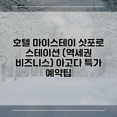 호텔 마이스테이 삿포로 스테이션 (역세권 비즈니스) 아고다 특가 예약팁