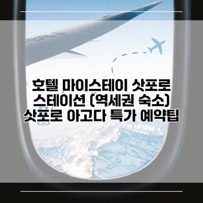 호텔 마이스테이 삿포로 스테이션 (역세권 숙소) 삿포로 아고다 특가 예약팁