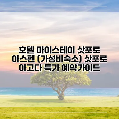 호텔 마이스테이 삿포로 아스펜 (가성비숙소) 삿포로 아고다 특가 예약가이드